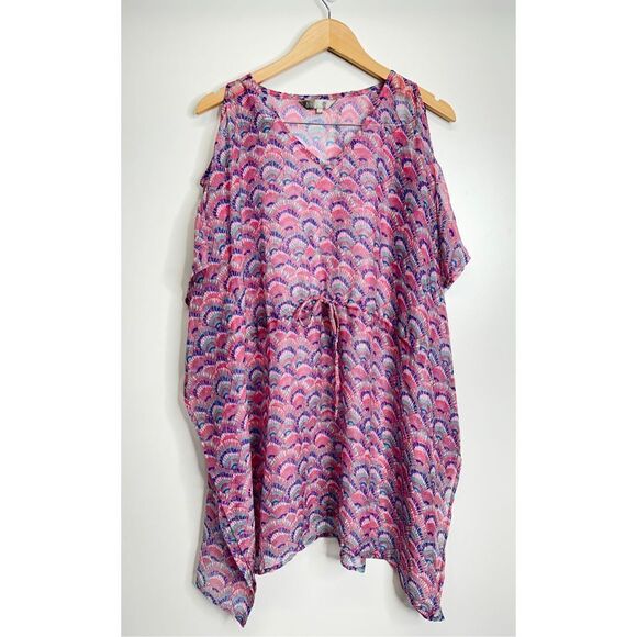 The Royal Standard Beach Cover Up Shell Print Pink/Blue Size Medium - Picture 1 of 8